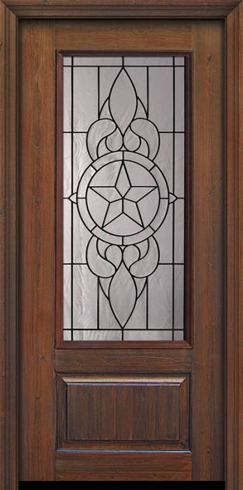 80" 1 Panel 3/4 Lite Brazos Mahogany/Alder Door