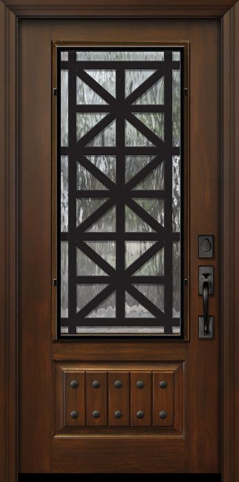 IMPACT | 80" 1 Panel 3/4 Lite Contempo Steel Grille Mahogany/Alder Door