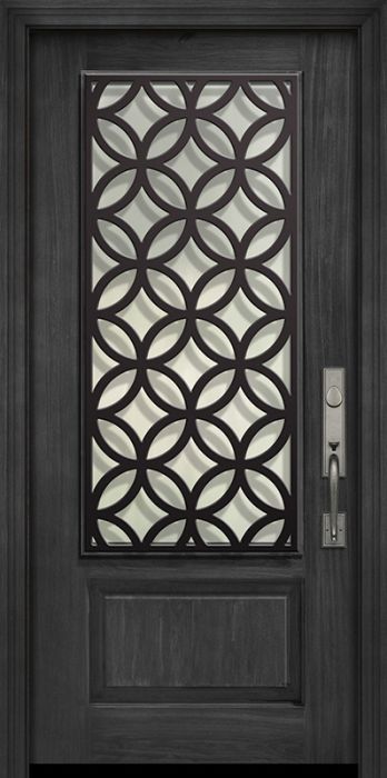 Pro 80" 1 Panel 3/4 Lite Eclectic Steel Grille Mahogany Door