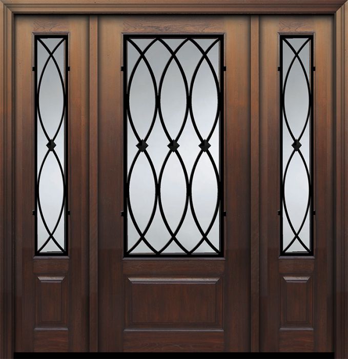 IMPACT | 80" 1 Panel 3/4 Lite La Salle Wrought Iron  Mahogany Door /2side