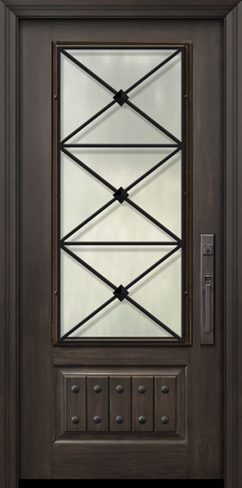 IMPACT | 80" 1 Panel 3/4 Lite Republic Wrought Iron Mahogany/Alder Door