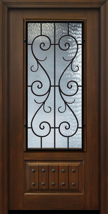 IMPACT | 80" 1 Panel 3/4 Lite St Charles Wrought Iron Mahogany/Alder Door