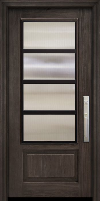 IMPACT | 80" 1 Panel 3/4 Lite Urban Steel Grille Mahogany/Alder Door