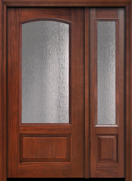 IMPACT | 80" 3/4 Arch Lite Privacy Glass Mahogany Door /1side