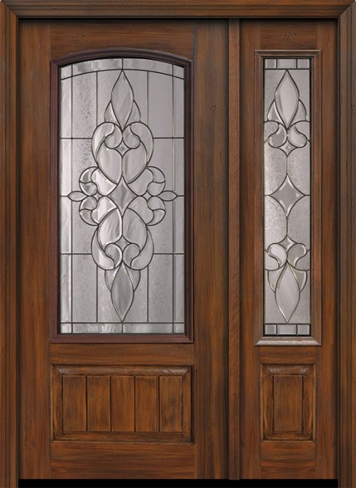 80" 1 Panel 3/4 Arch Lite Courtlandt Mahogany Door /1side