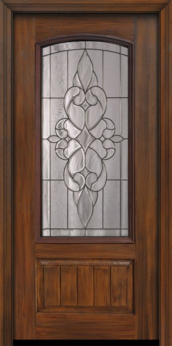 Pro 80" 1 Panel 3/4 Arch Lite Courtlandt Mahogany Door