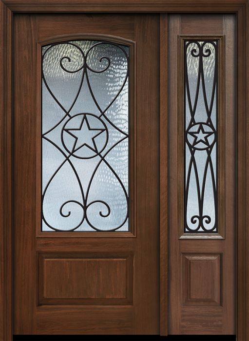 80" 1 Panel 3/4 Arch Lite Austin GBG Mahogany /1side
