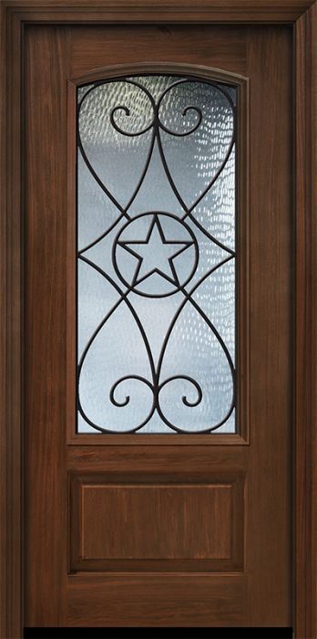 Pro 80" 1 Panel 3/4 Arch Lite Austin GBG Mahogany Door