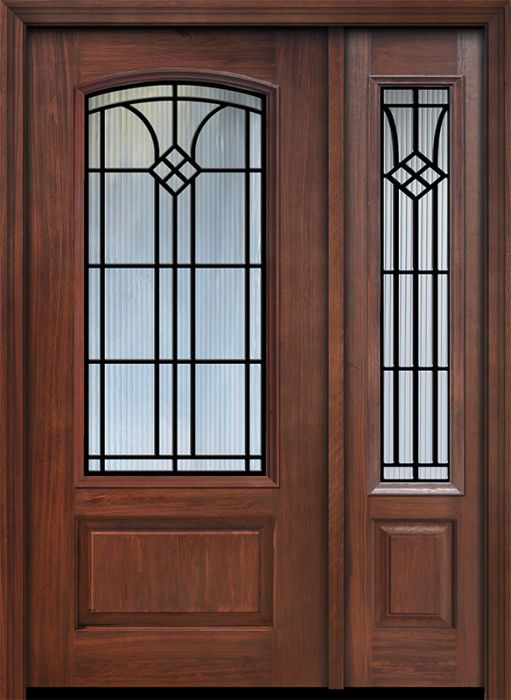 80" 1 Panel 3/4 Arch Lite Cantania GBG Mahogany /1side
