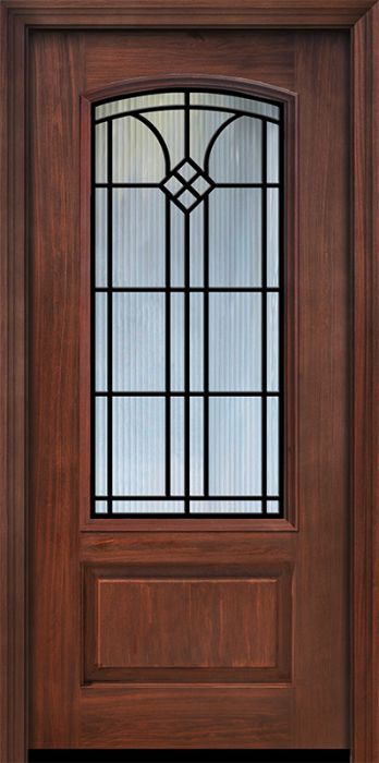 Pro 80" 1 Panel 3/4 Arch Lite Cantania GBG Mahogany Door