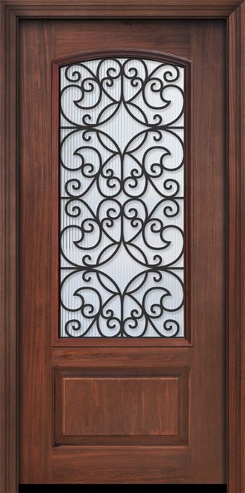 Pro 80" 1 Panel 3/4 Arch Lite Florence GBG Mahogany Door