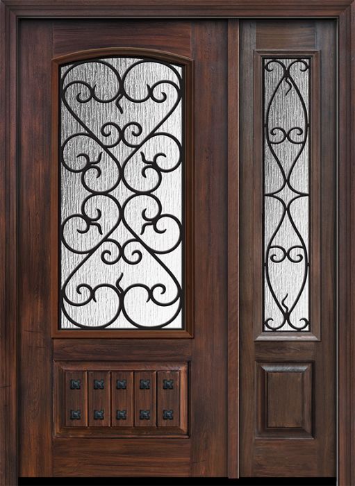 80" 1 Panel 3/4 Arch Lite Palermo GBG Mahogany /1side