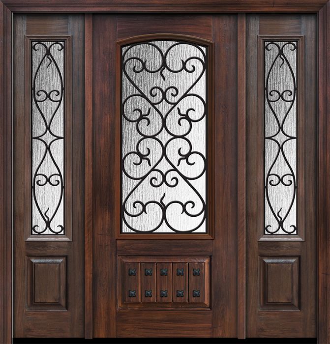 80" 1 Panel 3/4 Arch Lite Palermo GBG Mahogany /2side