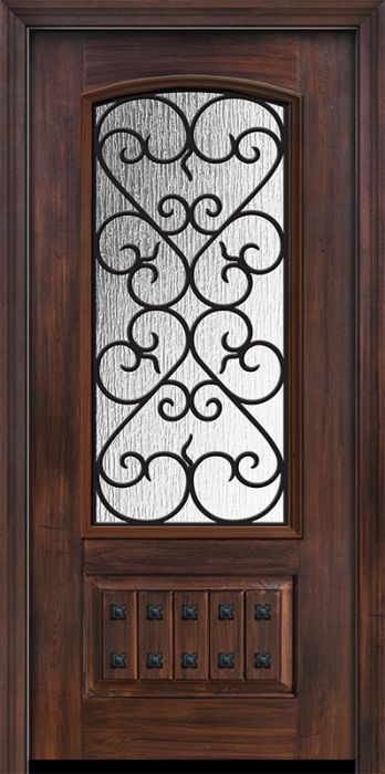 Pro 80" 1 Panel 3/4 Arch Lite Palermo GBG Mahogany Door