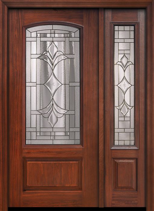 80" 1 Panel 3/4 Arch Lite Marsala Mahogany Door /1side