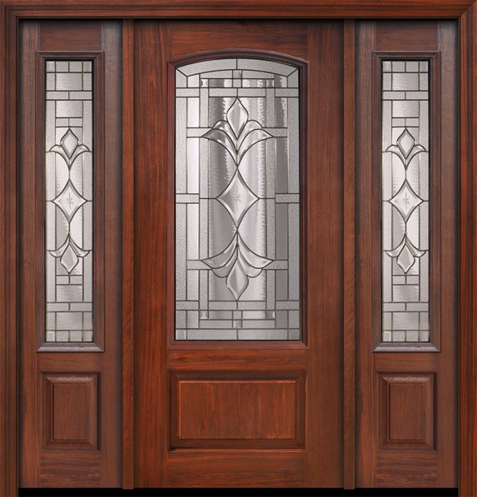 80" 1 Panel 3/4 Arch Lite Marsala Mahogany Door /2side
