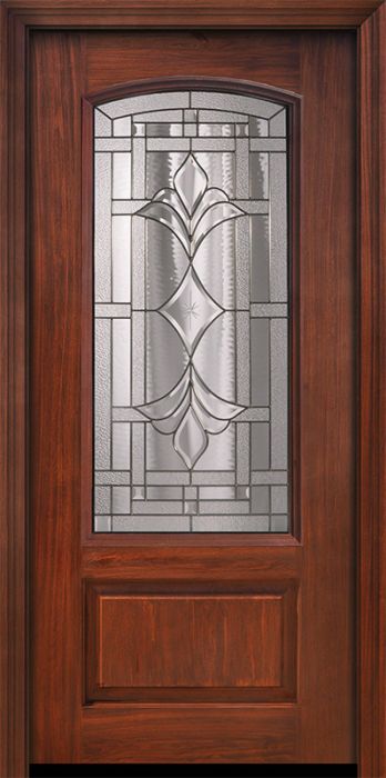 Pro 80" 1 Panel 3/4 Arch Lite Marsala Mahogany Door