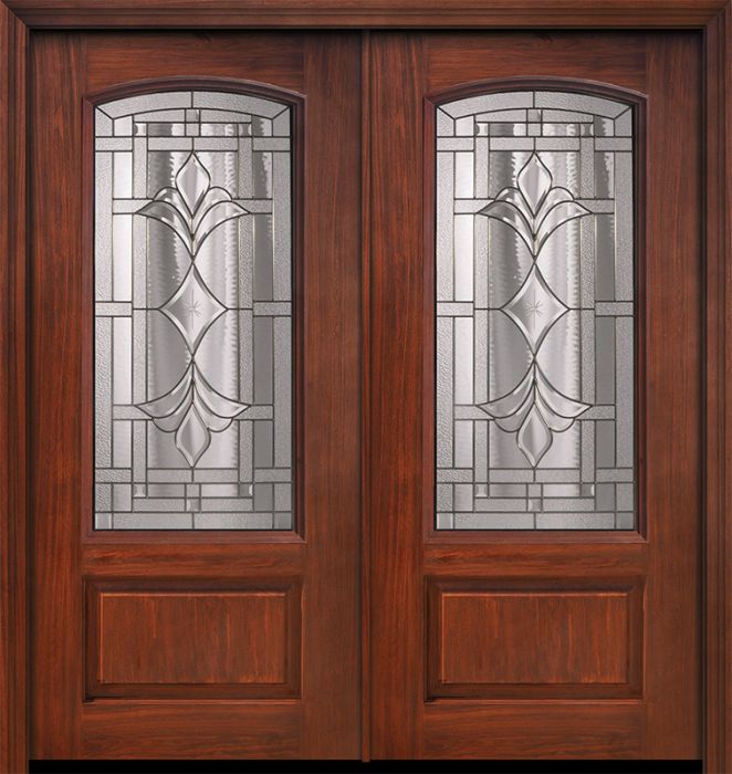 Pro 80" Double 1 Panel 3/4 Arch Lite Marsala Mahogany & Waln