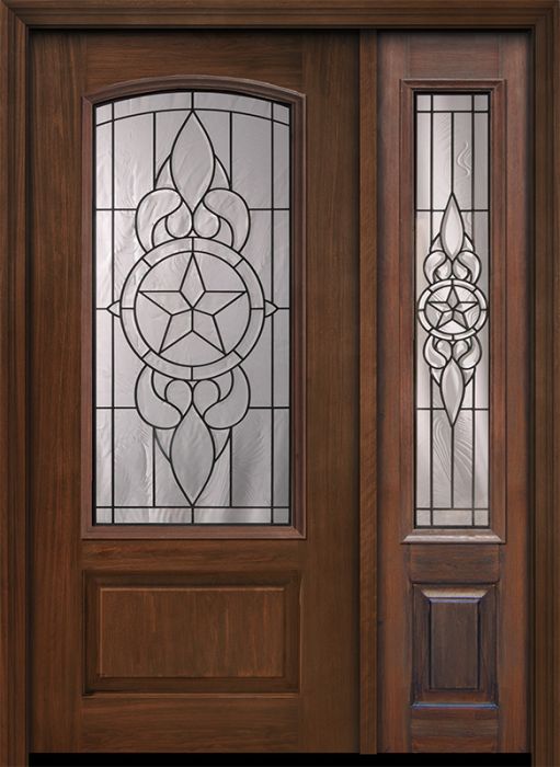 80" 1 Panel 3/4 Arch Lite Brazos Mahogany Door /1side