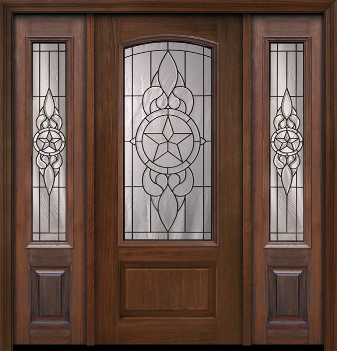 80" 1 Panel 3/4 Arch Lite Brazos Mahogany Door /2side