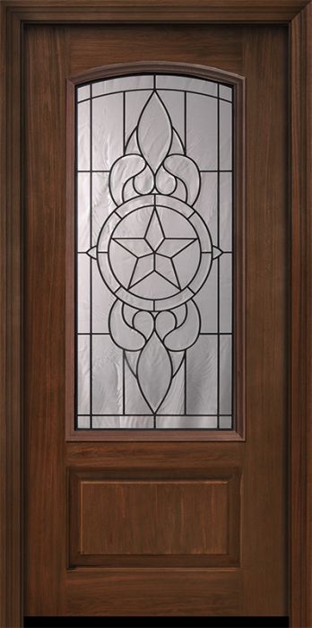 Pro 80" 1 Panel 3/4 Arch Lite Brazos Mahogany Door