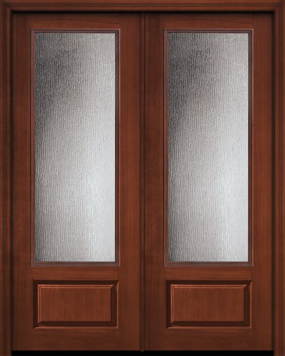 96" Double 3/4 Lite Privacy Glass Mahogany/Alder Door