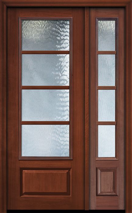 96" 3/4 Lite 1 Panel 4 Lite Horizontal SDL Mahogany Door /1side