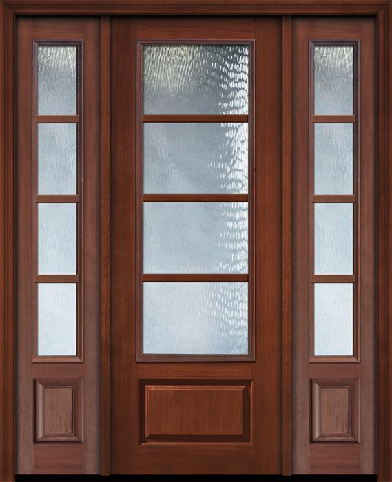 IMPACT | 96" 3/4 Lite 1 Panel 4 Lite Horizontal SDL Mahogany/Alder Door /2side