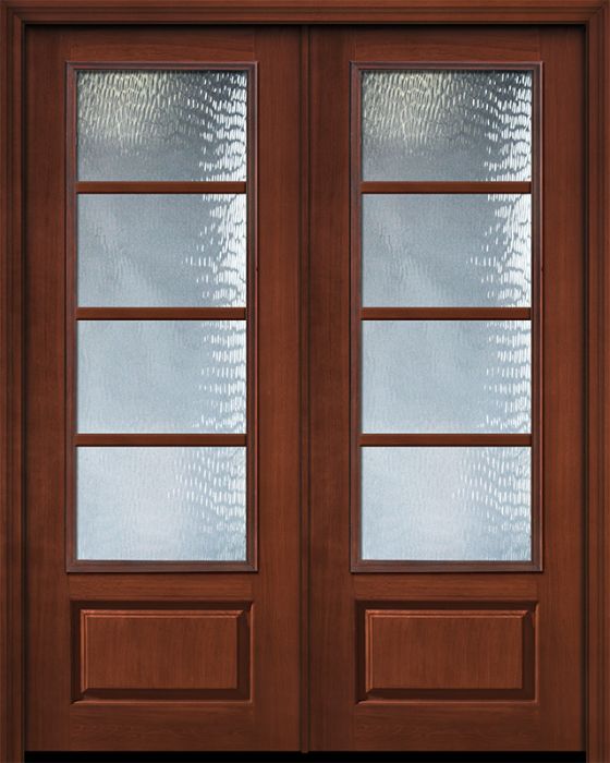 96" Double 3/4 Lite 1 Panel 4 Lite Horizontal SDL Mahogany/Alder Door
