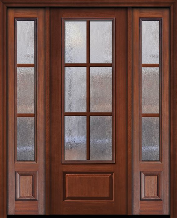 96" 3/4 Lite 1 Panel 6 Lite SDL Mahogany Door /2side