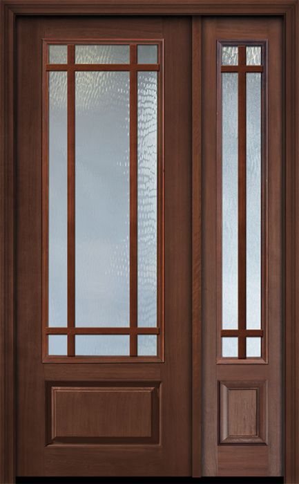 96" 3/4 Lite Prairie 9 Lite SDL Mahogany Door /1side