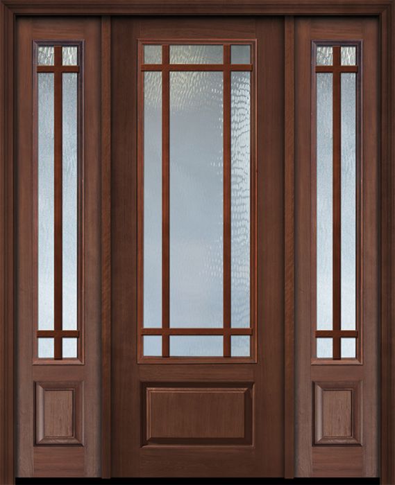 96" 3/4 Lite Prairie 9 Lite SDL Mahogany Door /2side