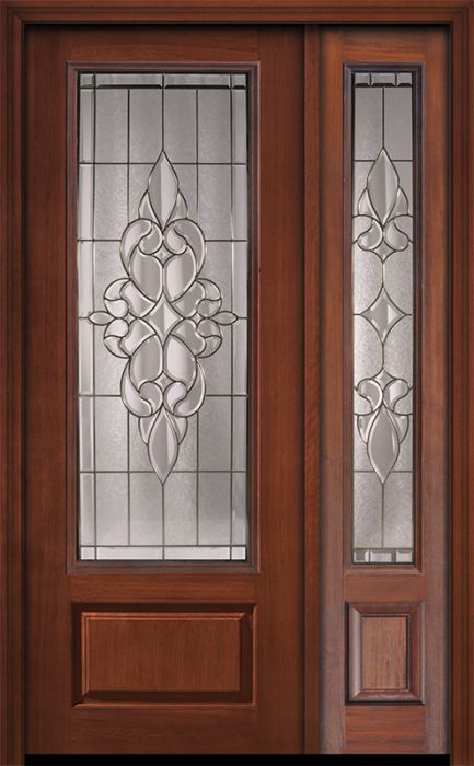 96" 1 Panel 3/4 Lite Courtlandt Mahogany Door /1side