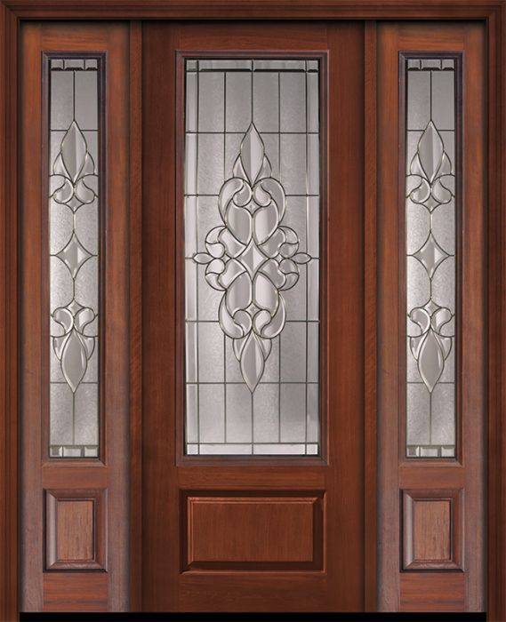 96" 1 Panel 3/4 Lite Courtlandt Mahogany Door /2side