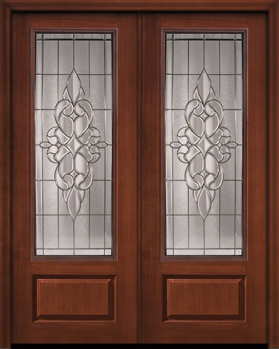 Pro 96" Double 1 Panel 3/4 Lite Courtlandt Mahogany Door