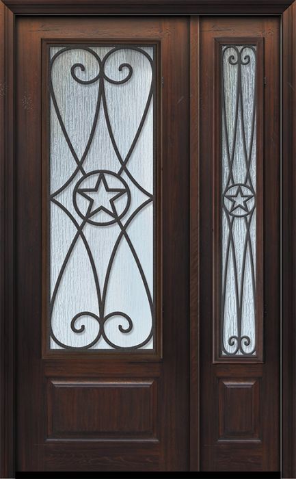 96" 1 Panel 3/4 Lite Austin GBG Mahogany Door /1side