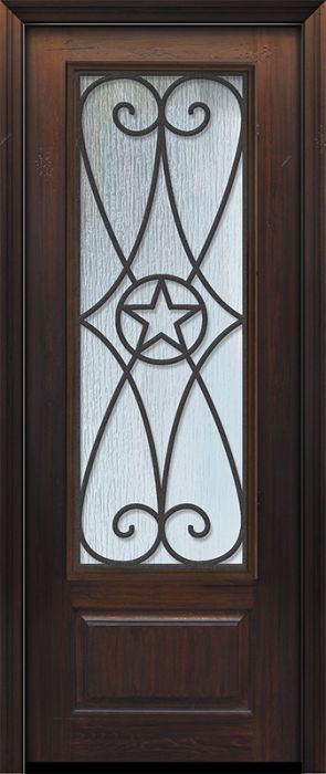 96" 1 Panel 3/4 Lite Austin GBG Mahogany/Alder Door