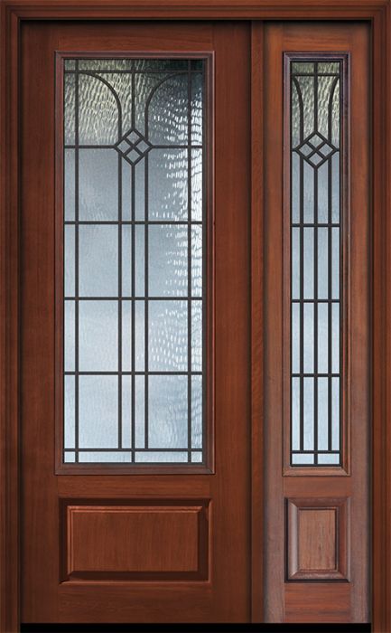96" 1 Panel 3/4 Lite Cantania GBG Mahogany Door /1side