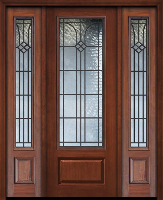 96" 1 Panel 3/4 Lite Cantania GBG Mahogany Door /2side