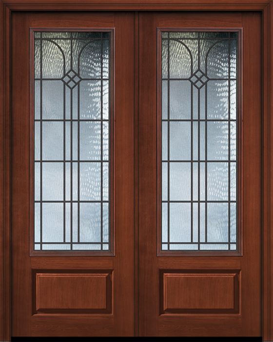 Pro 96" Double 1 Panel 3/4 Lite Cantania GBG Mahogany Door