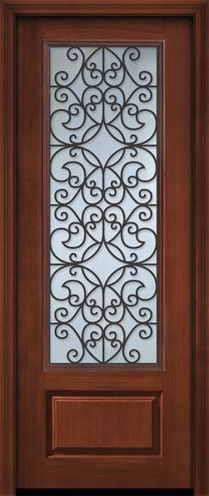96" 1 Panel 3/4 Lite Florence GBG Mahogany/Alder Door