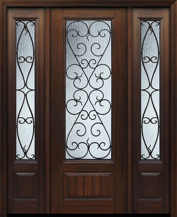 96" 1 Panel 3/4 Lite Palermo GBG Mahogany Door /2side