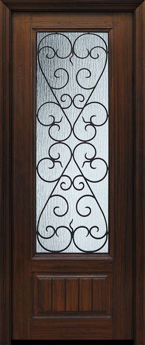 96" 1 Panel 3/4 Lite Palermo GBG Mahogany/Alder Door
