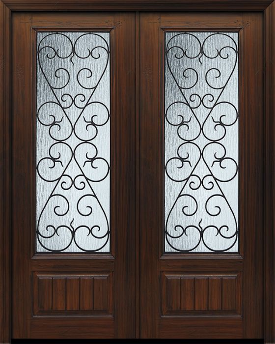 96" Double 1 Panel 3/4 Lite Palermo GBG Mahogany/Alder Door