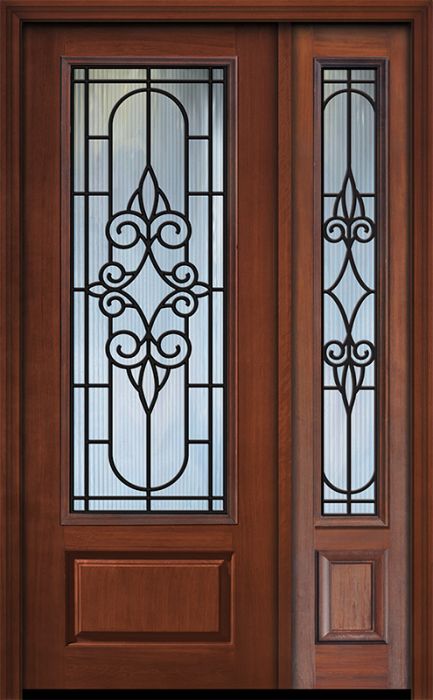 96" 1 Panel 3/4 Lite Salento GBG Mahogany Door /1side