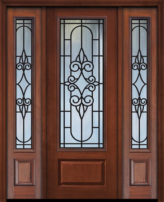 96" 1 Panel 3/4 Lite Salento GBG Mahogany Door /2side