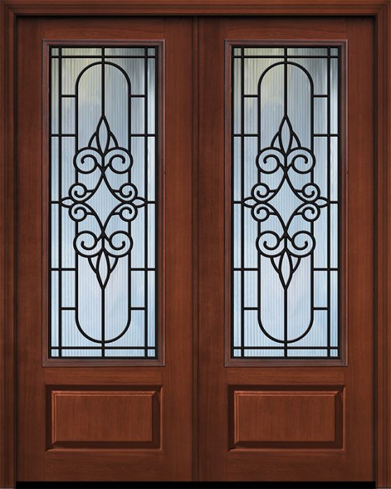 96" Double 1 Panel 3/4 Lite Salento GBG Mahogany/Alder Door