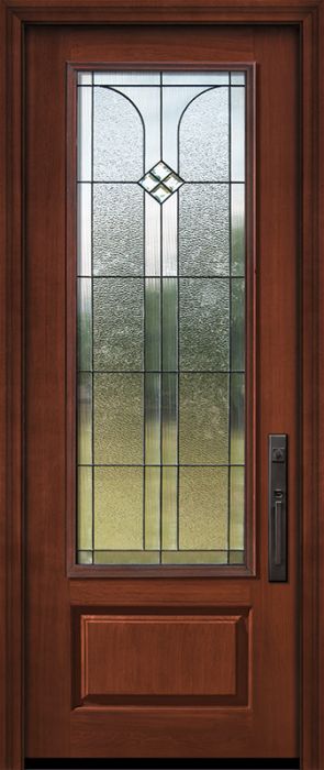 96" 1 Panel 3/4 Lite Cantania Mahogany/Alder Door