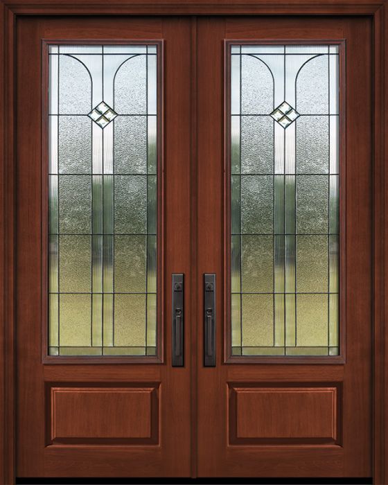 Pro 96" Double 1 Panel 3/4 Lite Cantania Mahogany Door