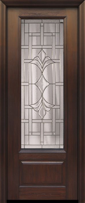 96" 1 Panel 3/4 Lite Marsala Mahogany/Alder Door